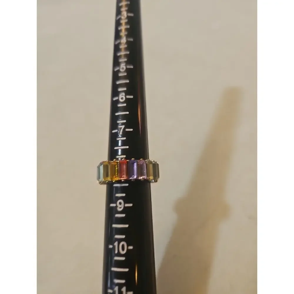 Sugarfix Multicolor Crystal Baguette Ring - Size 8